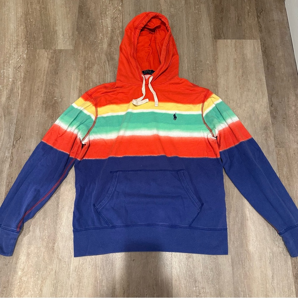 Ralph Lauren Striped Tie Dye Hoodie Sweatshirt
